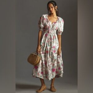 Anthropologie Somerset Puff Sleeve Floral Maxi Dress